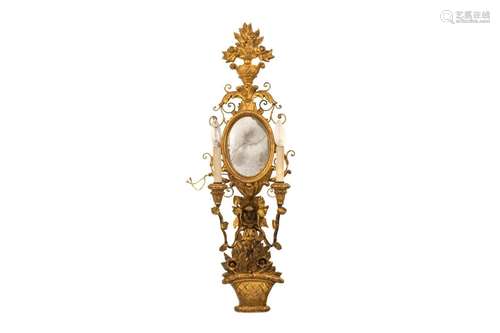 SINGLE GILTWOOD TWO-LIGHT WALL SCONCE