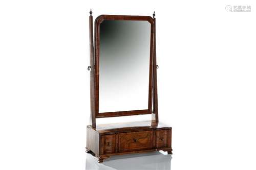 GEORGE II BURLED WALNUT VANITY MIRROR