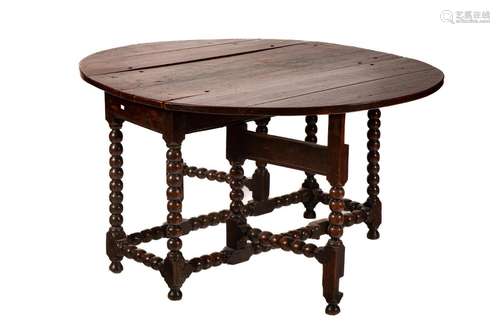 17th C ENGLISH OAK DROP LEAF TABLE