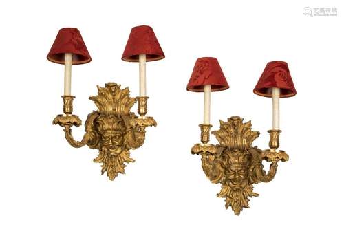 PAIR OF ORMOLU GROTESQUE WALL SCONCES