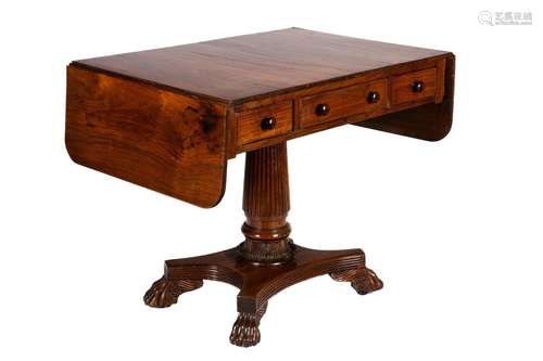 19th C ANGLO-INDIAN MAHOGANY DROP LEAF TABLE