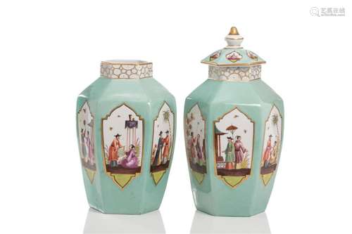 PAIR OF EARLY PORCELAIN CHINOISERIE VASES