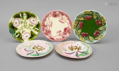Five Art Nouveau plates, c. 1900, c