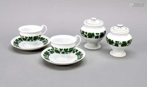 Set of 6 wine leaves, Meissen, stam