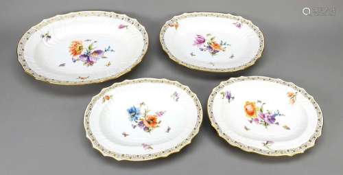 Four oval serving dishes, KPM Berli