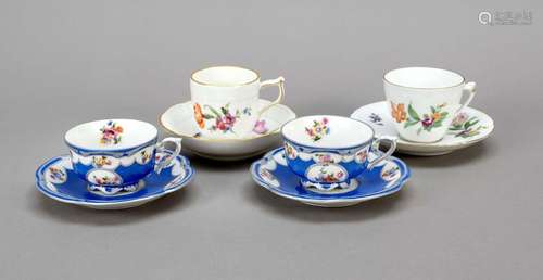 Four demitasse cups with saucer, 20