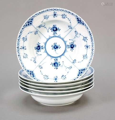 Six soup plates, Royal Copenhagen,