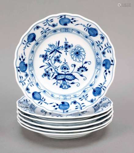 Six cake plates, Meissen, 1970-80s,