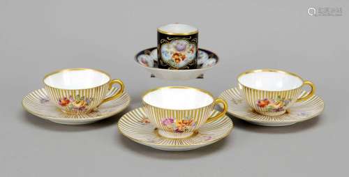 Four demitasse cups with saucers, 2