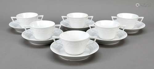 Six soup cups with saucers, KPM Ber