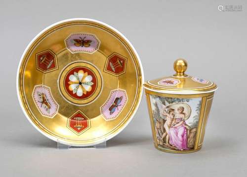 Lidded cup and saucer, KPM Berlin,