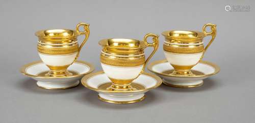 Three coffee cups with saucer, Fran