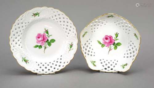 Two breakthrough plates, Meissen, 1