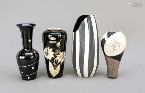Group of four ceramic vases, 1950s,