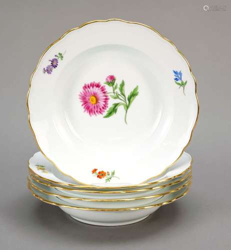 Six deep plates, Meissen, mark afte