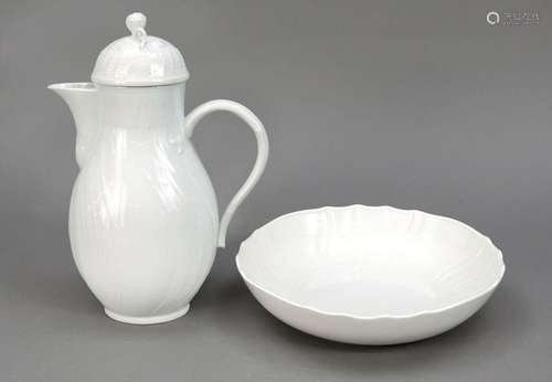 Coffee pot and bowl, KPM Berlin, wh