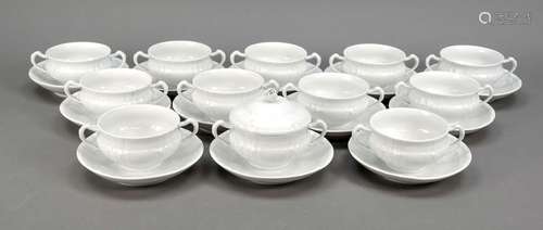 12 soup cups with saucer, 1 lid, KP