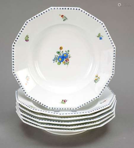 Set of 6 soup plates, Nymphenburg,