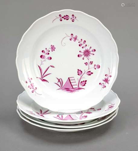 Set of 4 dinner plates, Meissen, kn