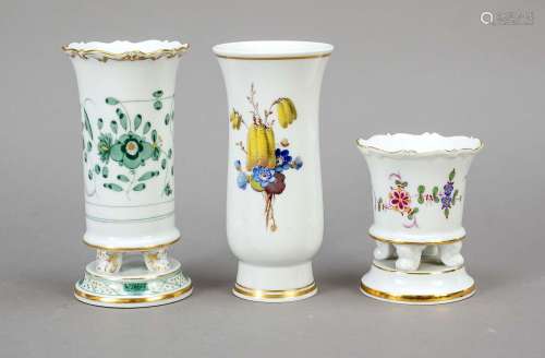 Group of 3 vases, Meissen, various