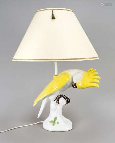 Figural lamp with cockatoo, 20th c.
