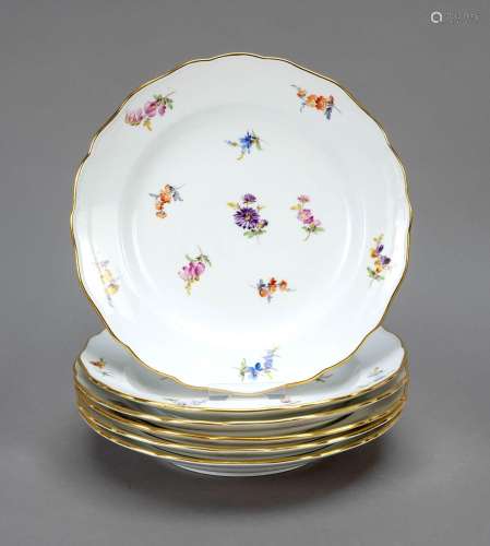 Six plates, Meissen, knob period (1