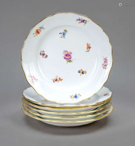 Six plates, Meissen, knob period (1