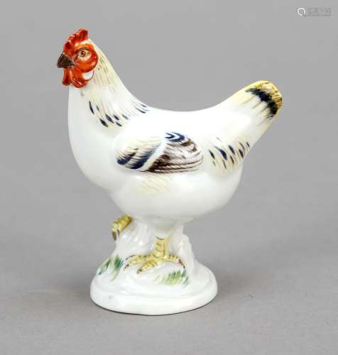 Miniature hen, Meissen, mark after
