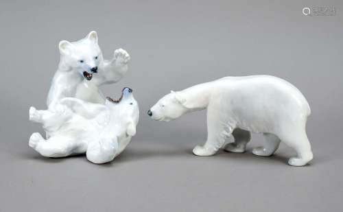 Two polar bear figures, Royal Copen