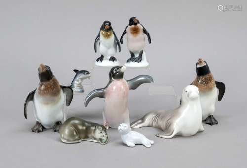 Group of animal figures, 9 pieces,