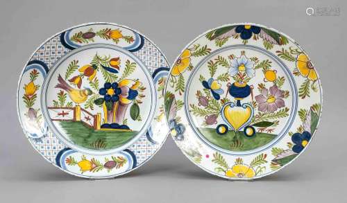 Two large faience bowls, 19th centu