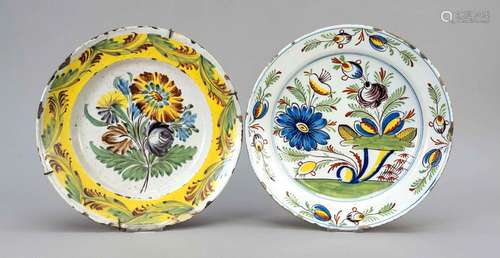 Two large faience bowls, 19th centu