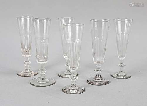 Set of six champagne flutes, 1st ha