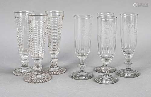 Set of seven champagne flutes, 1st