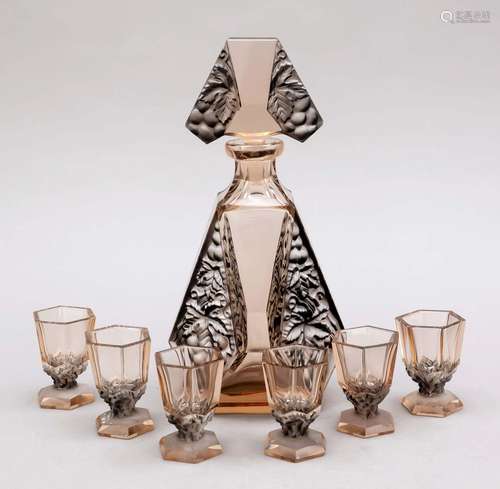 Art Deco carafe and small glass, c.