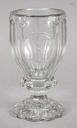 Goblet glass, 19th century, flower-