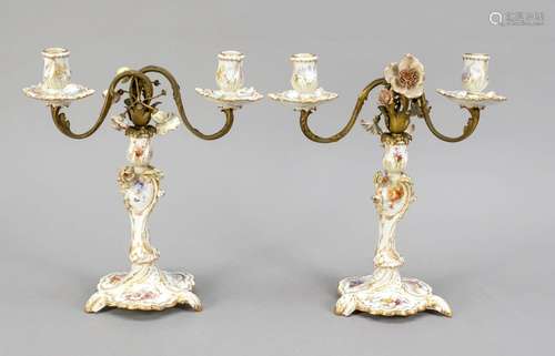 Pair of two-armed candlesticks, KPM