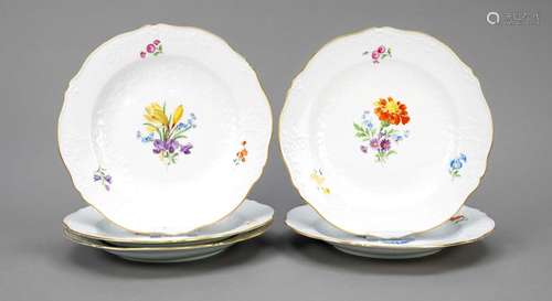 Set of 5 dinner plates, Meissen, Pf