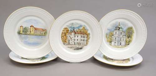 Five view plates, KPM Berlin, marks