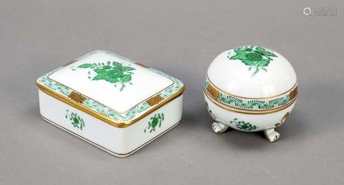 Two lidded jars, Herend, Hungary, 2