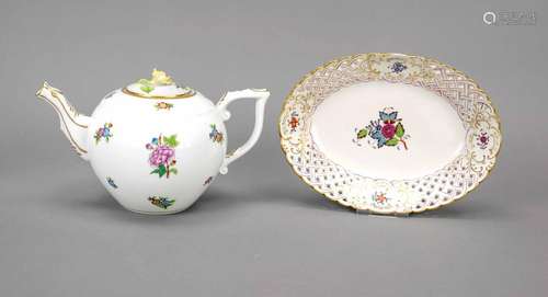 Teapot and bowl, Herend, marks afte