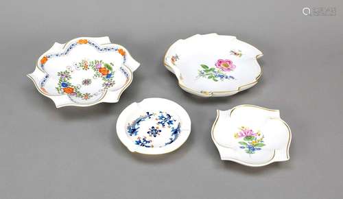 Four bowls Meissen, leaf bowl, c. 1