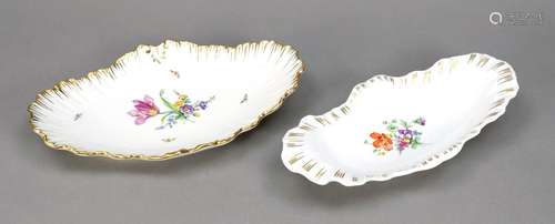 Two shell-shaped bowls, KPM Berlin,