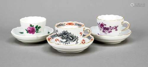 Three demitasse cups with saucer, M