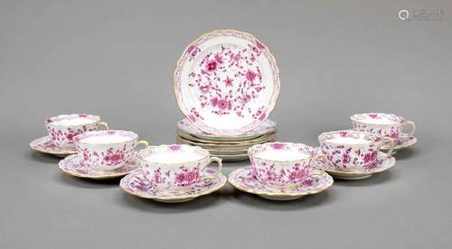 Six tea sets, 18-pcs., Meissen, Kna