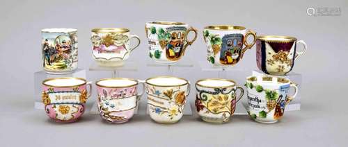 Mixed set of commemorative cups, 10