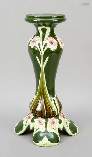 Art Nouveau flower column, majolica