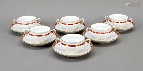 Six soup cups and saucer, KPM Berli