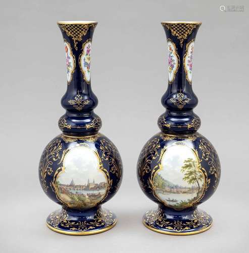 Pair of view vases, Meissen, Knauf-