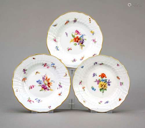 Three bread plates, Meissen, Knauf-